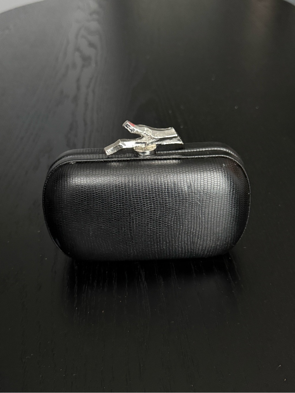 Diane Von Furstenberg Black Lytton Embossed Lizard Clutch